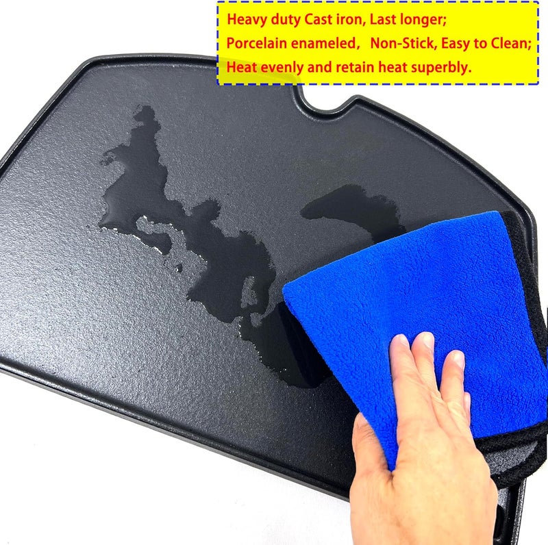 Direct Store DC138 6506 Cast Iron Griddle for Weber Q300 Q320 Q3000 Q3100 Q3200 Series Gas Grills Part, Replacement Part for Weber 57060001 586002 426001 56010049 404341, 1 Piece Black Griddle - Image 4